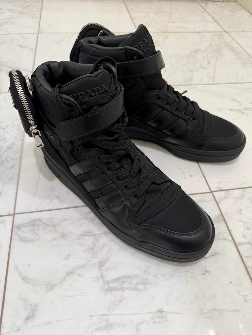 Prada x Adidas Forum Hi Sneakers Triple Black Size Men’s 11